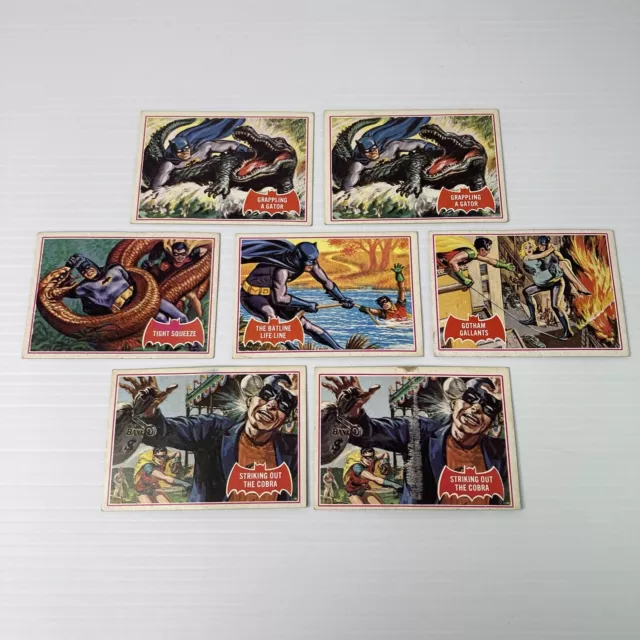 SCANLENS 1966 BATMAN RED BAT CARDS PUZZLE BACKS #2 7 15 24 27 Bundle Lot of 7