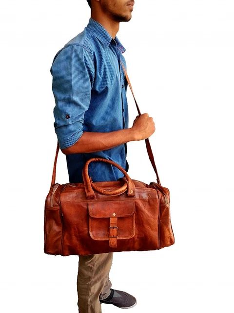 23 In Leather Duffle Bag Travel Luggage Handbag Holdalls Carryall Shoulder Bags