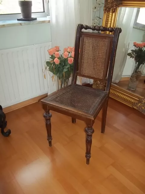 Antiker Stuhl Jugendstil Gründerzeit Sitz Geflecht um 1890 Alter Stuhl UNIKAT