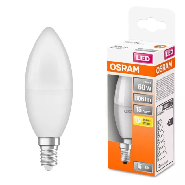 Osram LED Leuchtmittel Kerze 7,5W = 60W E14 matt 806lm FS warmweiß 2700K
