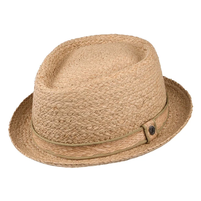 JAXON JAMES Raffia Straw Diamond Crown Pork Pie Hat Natural