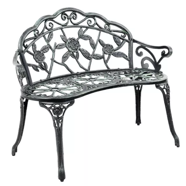 Gardeon Garden Bench Seat 100cm Cast Aluminium Outdoor Patio Chair Vintage Green