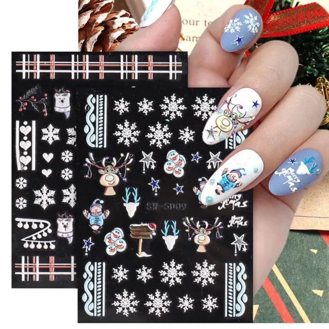 50 + Styles Art Ongles Autocollants Eau Dessin Animé Licorne Noël Halloween US