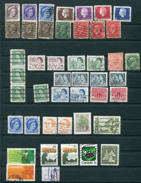 Lot de 45 anciens timbres oblitérés du CANADA