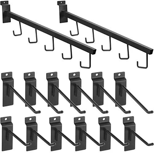 14 Pcs Metal Slatwall Hook Variety Pack Including 2 Waterfall Rectan...
