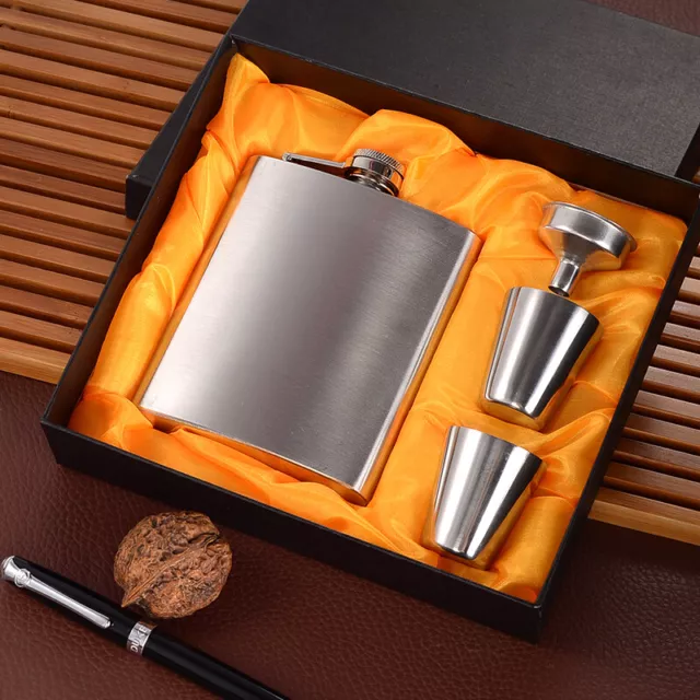 Petaca para Licor Licorera de Bolsillo Stainless Steel Hip Flask Set Whiskey 7oz