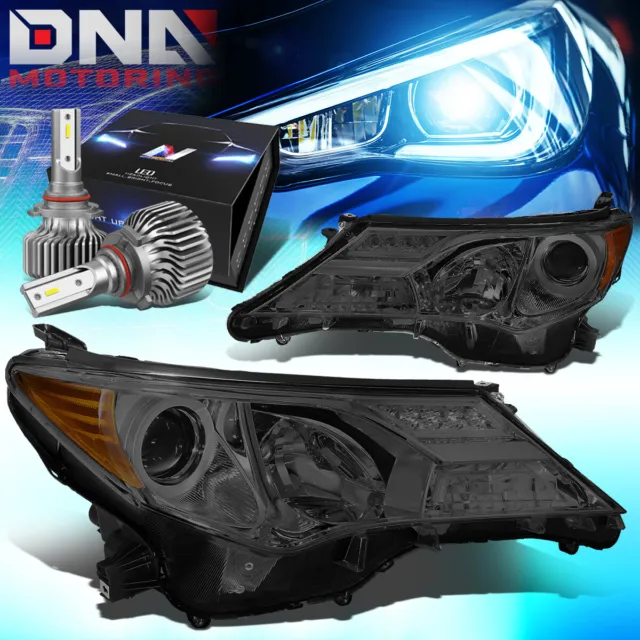 For 2013-2015 Toyota Rav4 Xa40 Projector Headlights W/Led Kit Slim Style Smoked