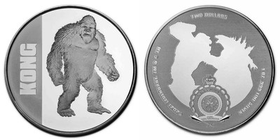Kong face off color tep/BU Moneta ARGENTO 1 OZ ARGENTO 999 Niue 2021 Godzilla vs 