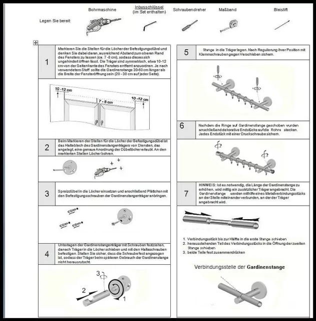 Gardinenstange 19mm Vorhangstange  1 läufig    Metall  EDELSTAHL Kristall 2