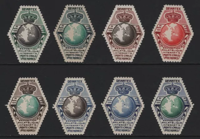 Int'l Philatelic Exhibition - Monte Carlo Monaco 1952 - 8 Poster Stamps MNH