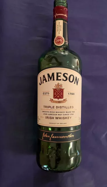 Jameson Irish Whiskey Empty 1 Liter Bottle  Clean, No Cap