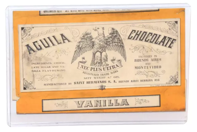 1944 ~AGUILA~ NEC +Ultra~Chocolate Candy Bar Wrapper~Saint Hermanos~Buenos Aires