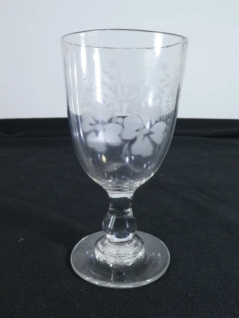 Ancien verre soufflé gravé a l'acide XIXeme ''AMITIE''