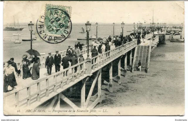 CPA - Carte postale - France -  Arcachon-Perspective de la Nouvelle Jetée - 1907