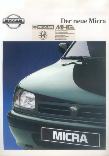 Nissan Micra Prospekt 1992 10/92 brochure prospectus catalogue broszura Auto