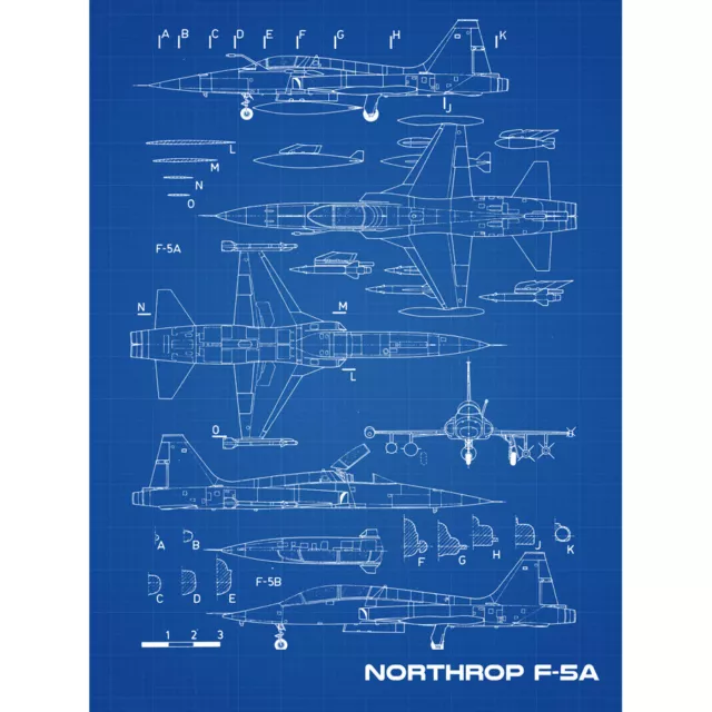 Northrop F A Freedom Fighter Us Plane Blueprint Plan Canvas Art Print Poster Picclick Uk