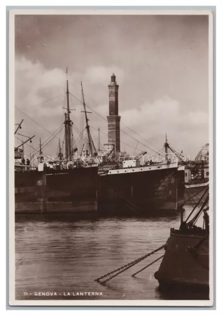 Genua / Genova Italien - Leuchtturm Schiffe - Altes Foto AK 1930er