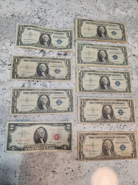 LOT $1 Silver Certificate 1935 A C D E F G & 2 Star Notes plus 1 $1 RED SEAL '63 2