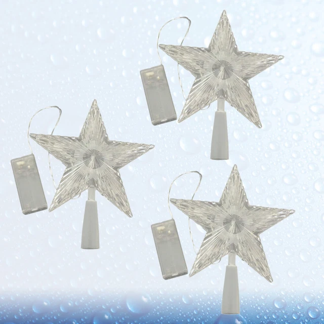 3 piezas punta de árbol de Navidad decoración árbol de Navidad luz de estrella