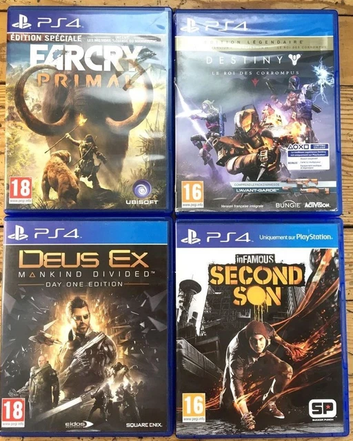 Lot 4 Jeux Ps4 Farcry Primal Destiny Deus Ex Mankind Divided Infamous Second Son