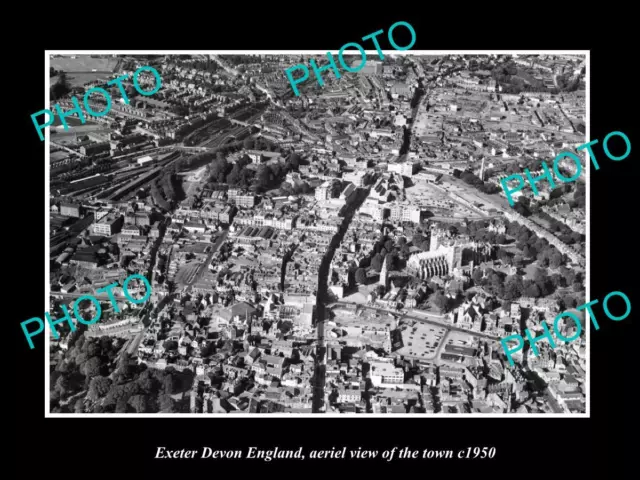 OLD LARGE HISTORIC PHOTO OF EXETER DEVON ENGLAND AERIAL VIEW OF TOWN c1950 3