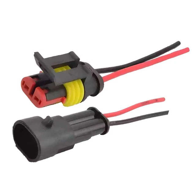 ELECTRICAL WIRE CABLE 2Pin Connector Plug Kit Male Female Waterproof ...