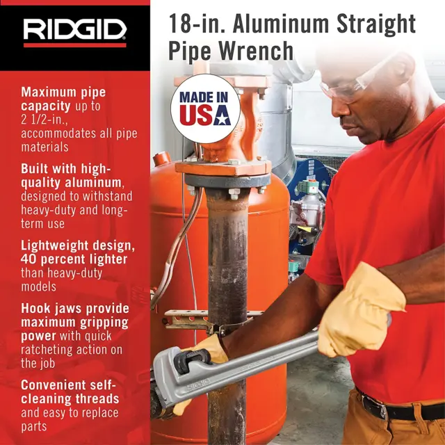 Model 818 Aluminum Straight Pipe Wrench, 18-Inch Plumbing 2