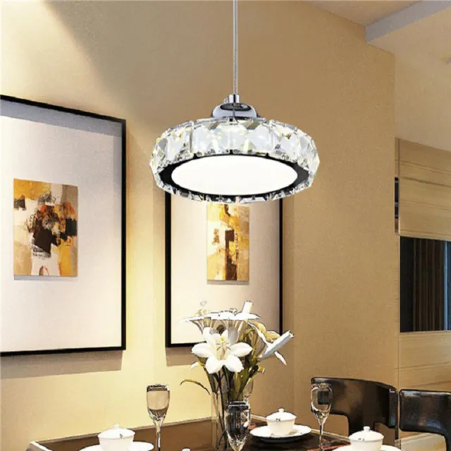 110V Modern Ceiling Light Indoor LED Crystal Chandelier Lamp Hanging Fixture USA
