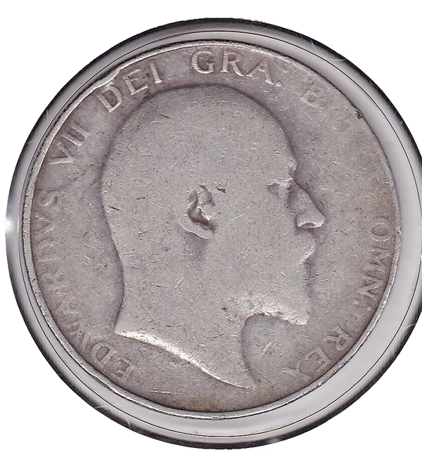 1907   Sterling   Silver  King   Edward  VII   Half  Crown  (2/6d)