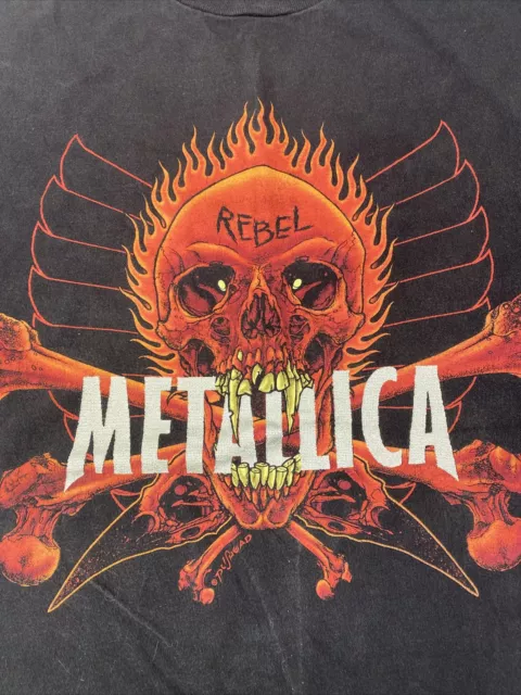 Vtg Metallica Pushead Rebel Skull Black Adult XL Short Sleeve T Shirt Giant 2