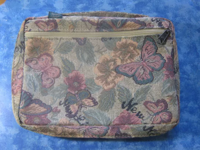 GREGG CANVAS BIBLE COVER Zipper Closure BUTTERFLY DESIGN X-Large 7" x 10" x 2"