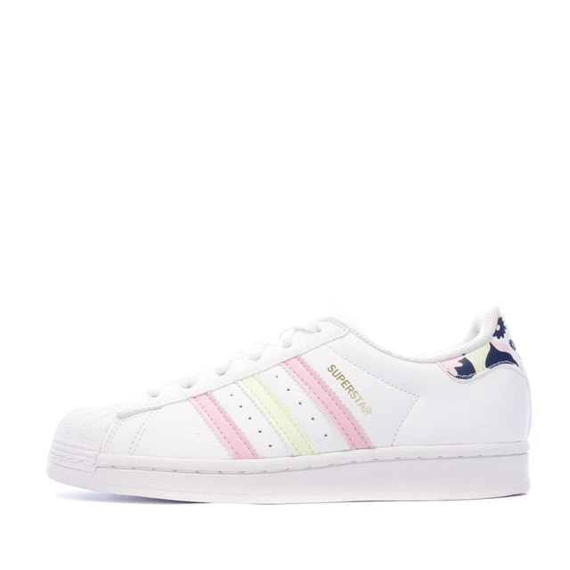 Baskets Blanches/Rose Femme Adidas Superstar J