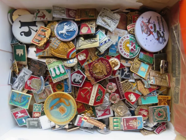 LOT OF USSR SOVIET ERA ENAMEL PINS, BADGES COLD WAR COMMUNISM 100 Pcs.