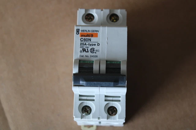 Merlin Gerin, Multi9 C60N Circuit Breaker, 2 Pole, 25 AMP Merlin Gerin, Multi9 C60N Circuit Breaker, 2 Pole, 25 AMP