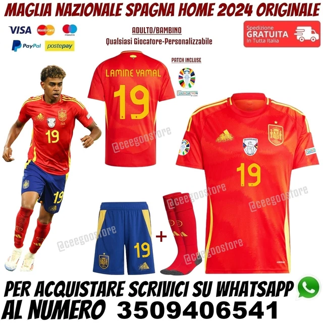 Maglia Calcio Barcellona Lamine Yamal #19 | Bambini, Blu 2024, Set Completo