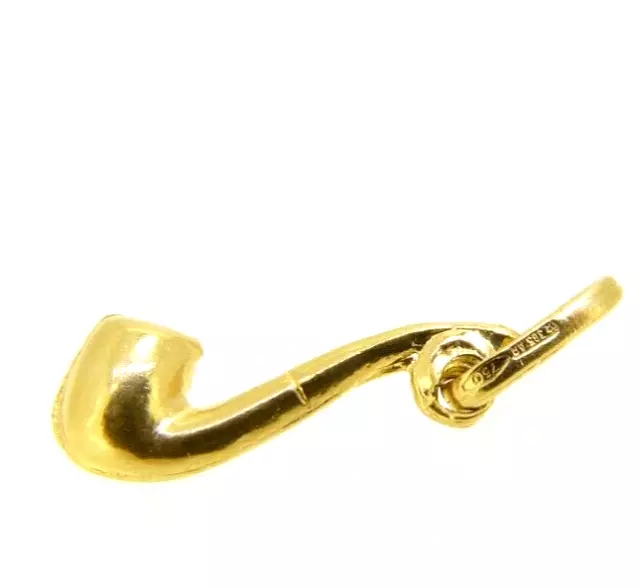 Pendentif en Forme De Pipe Vintage Ans '70 IN Or Massif 18K Made in Italy