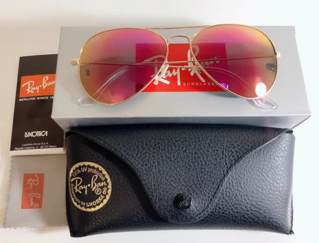 ray ban sunglasses women aviator sunglasses pink  classic mirrored flash lenses