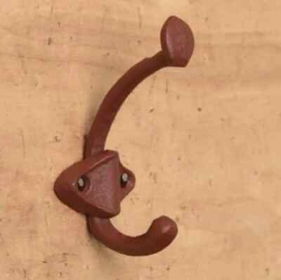 Antique Cast Iron Wall Hooks Red Victorian Style Coat Hat Towel Hanging Rustic