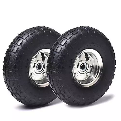 2 Pack 4.10/3.50-4" Tire Wheel 10" Inner Tube for Hand Trucks and Gorilla Cart