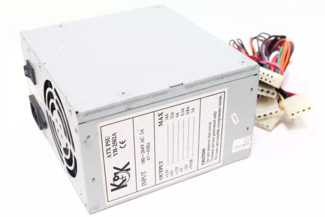 KOK ATX PSU YH-2502A Poder Alimentación Unidad/Fuente de Ordenador 80mm Fan