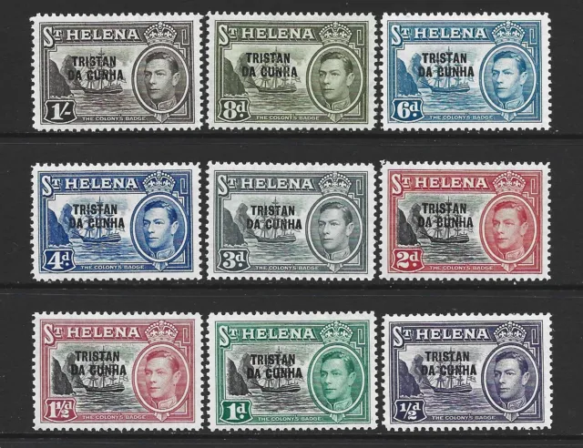 Tristan Da Cunha 1952 KGVI Definitives to 1/- (9) - SG 1/9 - LMM