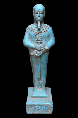 ÚNICO ANTIGUO EGIPCIO ANTIGUO Estatua Dios Ptah Palo de mano con 2 llaves...
