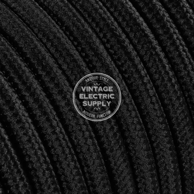 Black Round Heavy Gauge Cloth Covered Electrical Wire 15/3