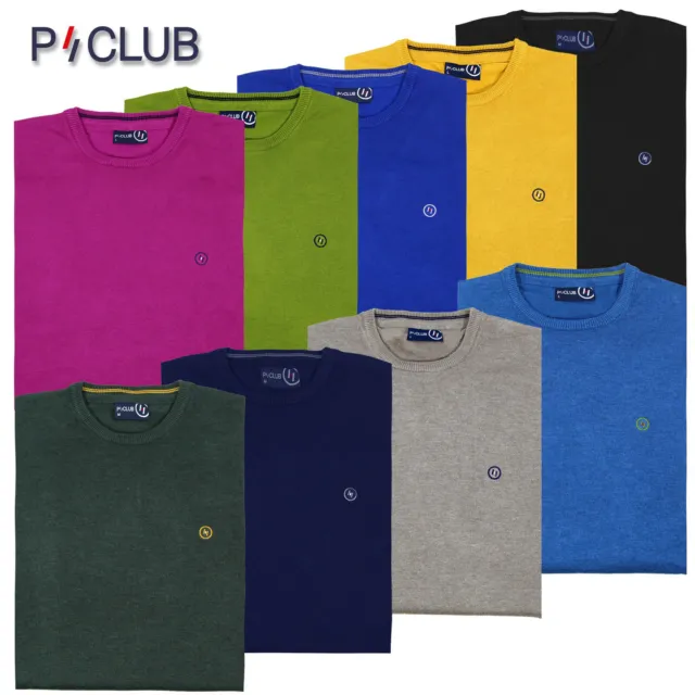 Maglione pullover uomo girocollo invernale rasato 9 colori P-CLUB M L XL XXL 3XL