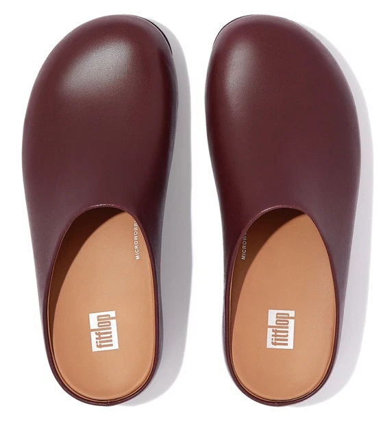 FitFlop Womens Plummy Shuv Leather Mule Clog Shoes Size 8.5 M US 3