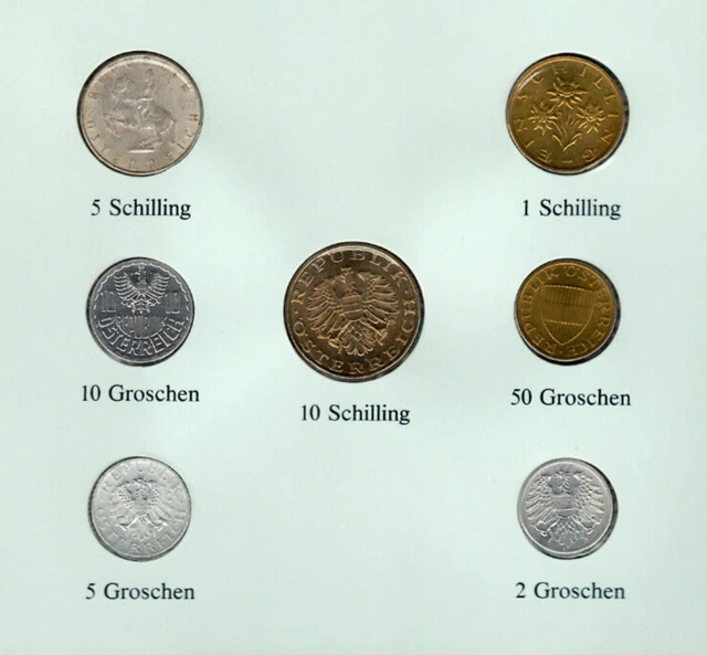 Coin Sets of All Nations Austria 1960-1995 UNC 5 Schilling 1960 Silver 3.4.95 3
