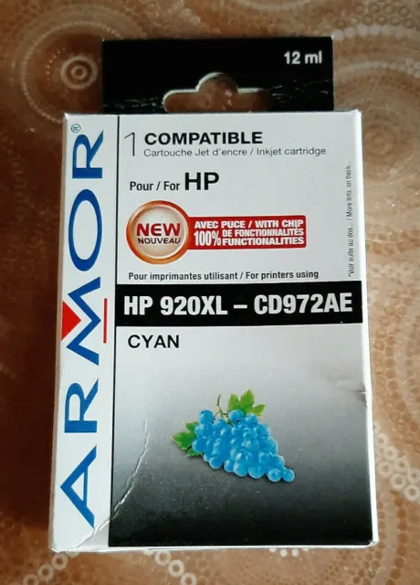 Cartouche HP 920 xl avec puce - Cyan -  Neuf sous blister - Compatible
