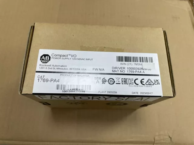 Allen-Bradley New Sealed 1769-PA4 SER A CompactLogix Power Supply 1769PA4