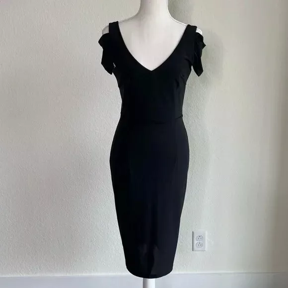 Leona Edmiston Womens Dress S Size 6 Black Bodycon Ruched Bottom Cold Shoulder