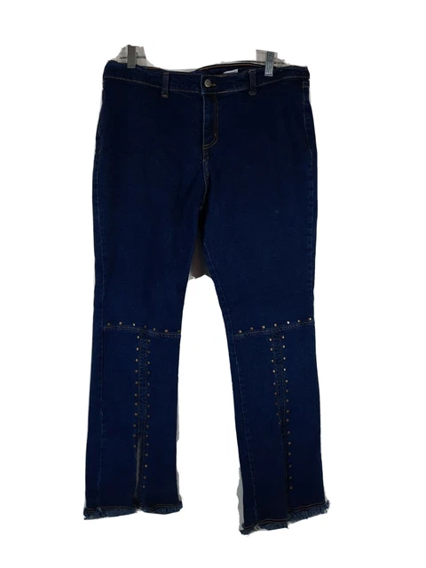 Womens Watch LA Denim Stretch Dark Blue Jeans Embellished Size 21- 22 VTG 38x31.